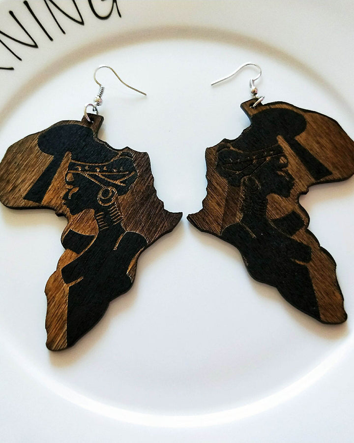 African Beautiful Women's Wooden Earrings