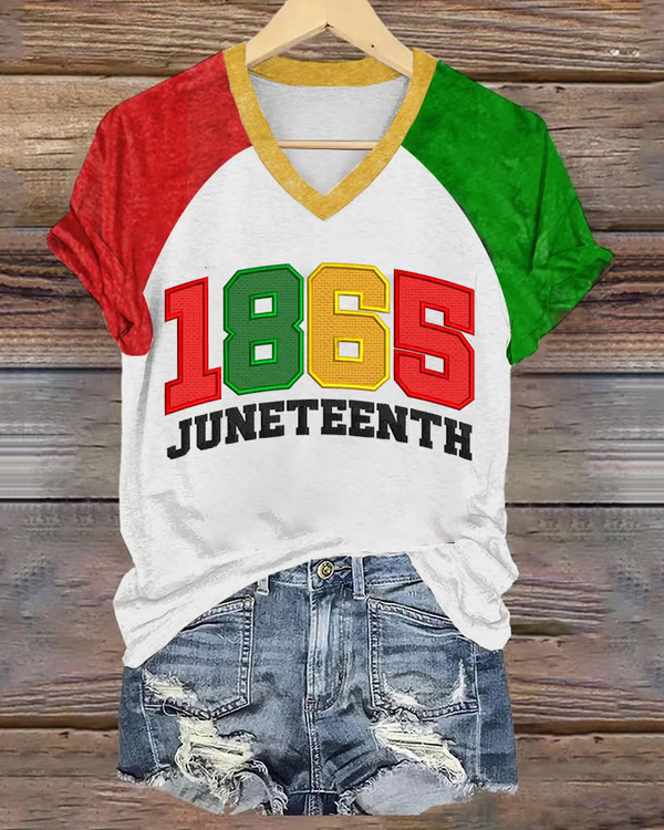 Juneteenth Since 1865 V-neck Short Sleeve Tshirt