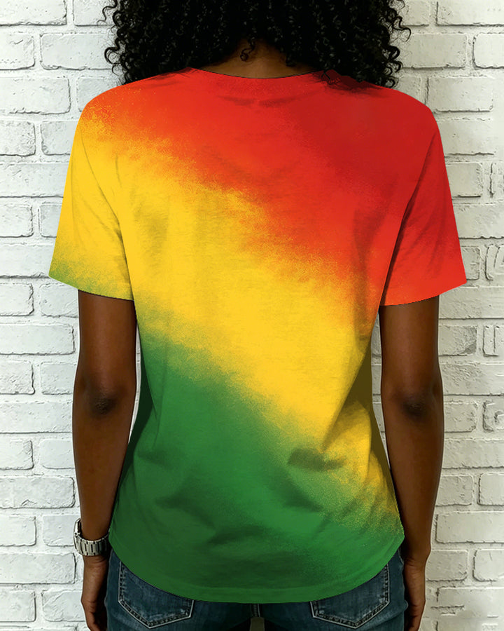Juneteenth Butterfly Rose V-neck Short Sleeve Tshirt