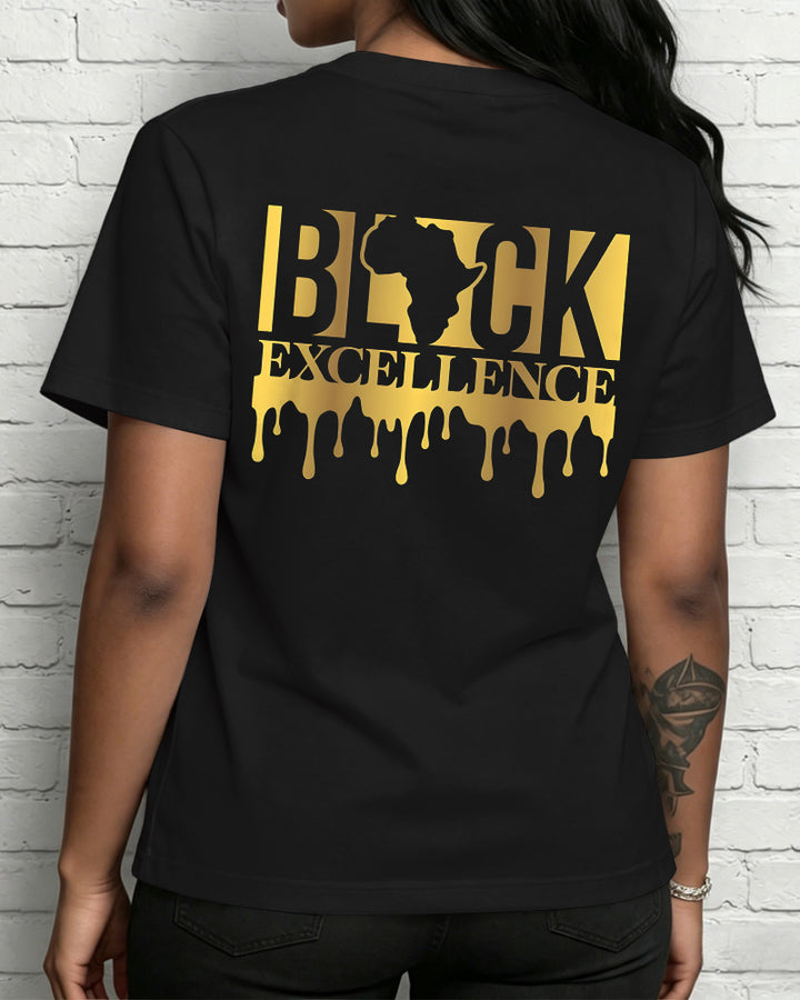 100% Cotton Black Excellence Crew Neck Short Sleeve Tshirt
