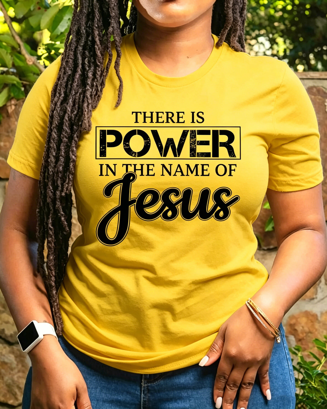 100% Cotton Power In The Name of Jesus Crew Neck Short Sleeve Tshirt