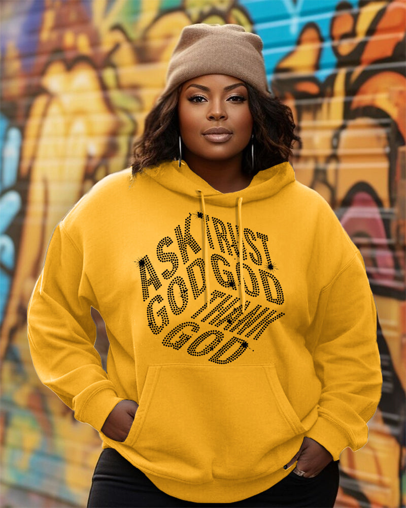 Ask God Thank God Bling Long Sleeve Hoodies