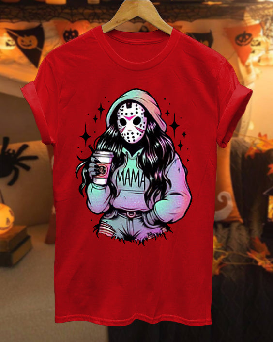 Halloween Spooky Mama Cotton Crew Neck Short Sleeve Tshirt