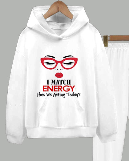 I Match Energy Long Sleeve Hoodie Two Pieces Set