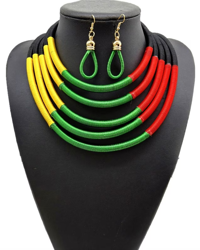 New Style Jewelry Set African Style Exaggerated Fashion Multi-layer Color Cotton Woven Necklace Collar Women's Accessories