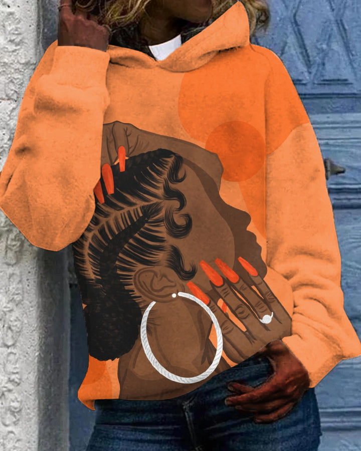 Curly Hair Girl Long-sleeved Hoodie