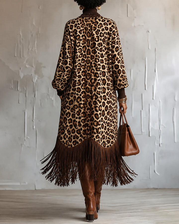 Chic Wild Leopard Fringe Dress