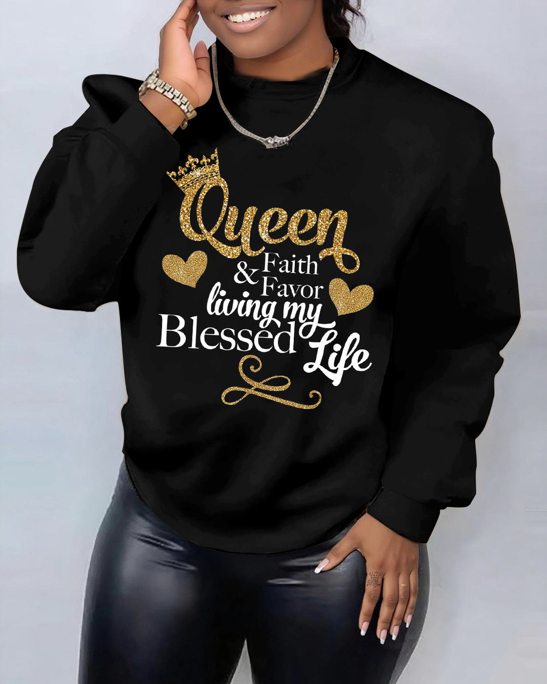 Gueen Blessed Life Crewneck Long Sleeve Sweatshirt