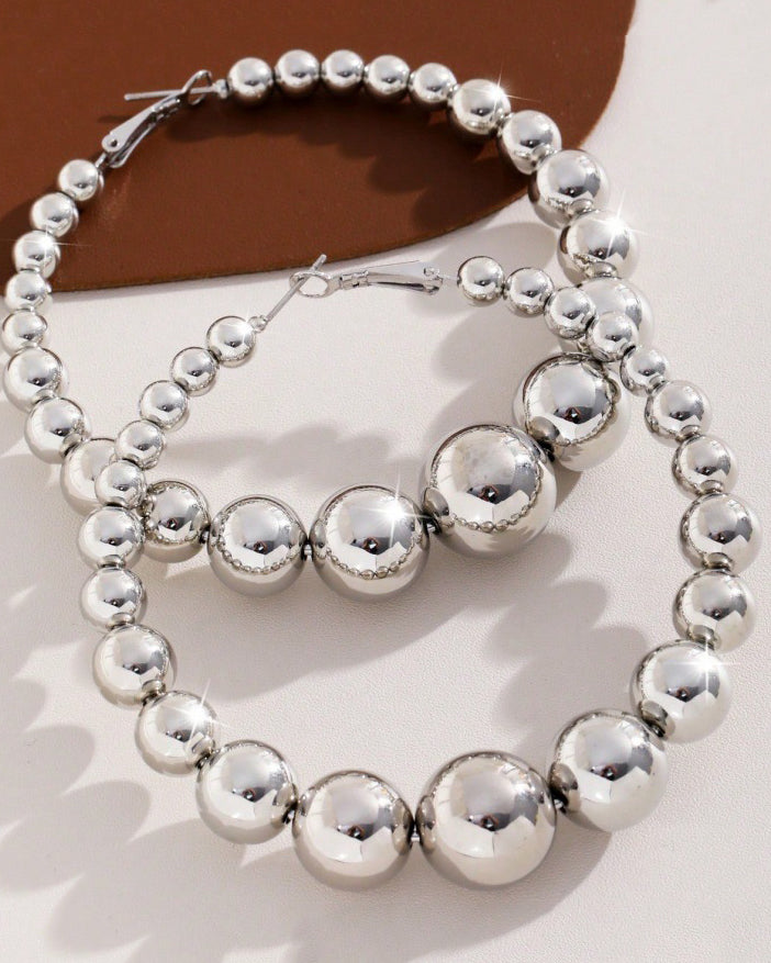 Elegant Large Pearl Hoop Earrings