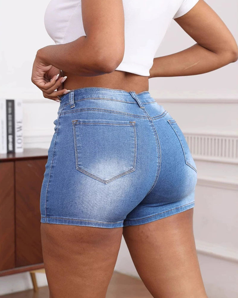 Women's High Stretch High Waist Denim Shorts