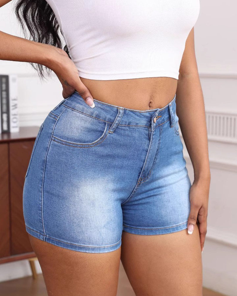 Women's High Stretch High Waist Denim Shorts