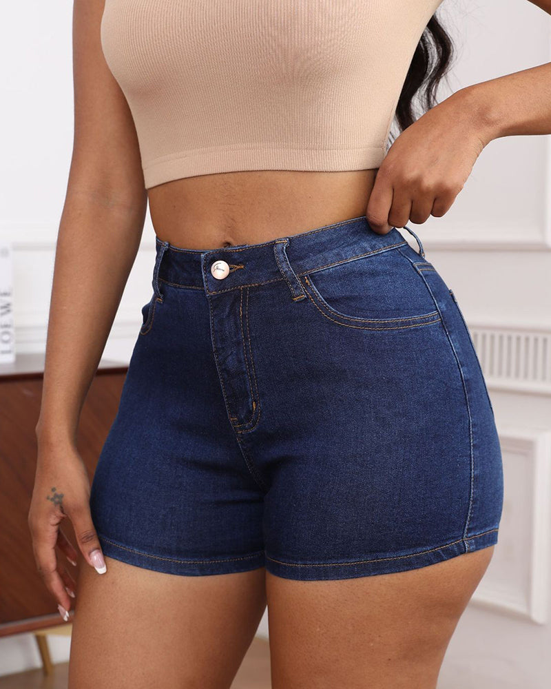 Women's High Stretch High Waist Denim Shorts