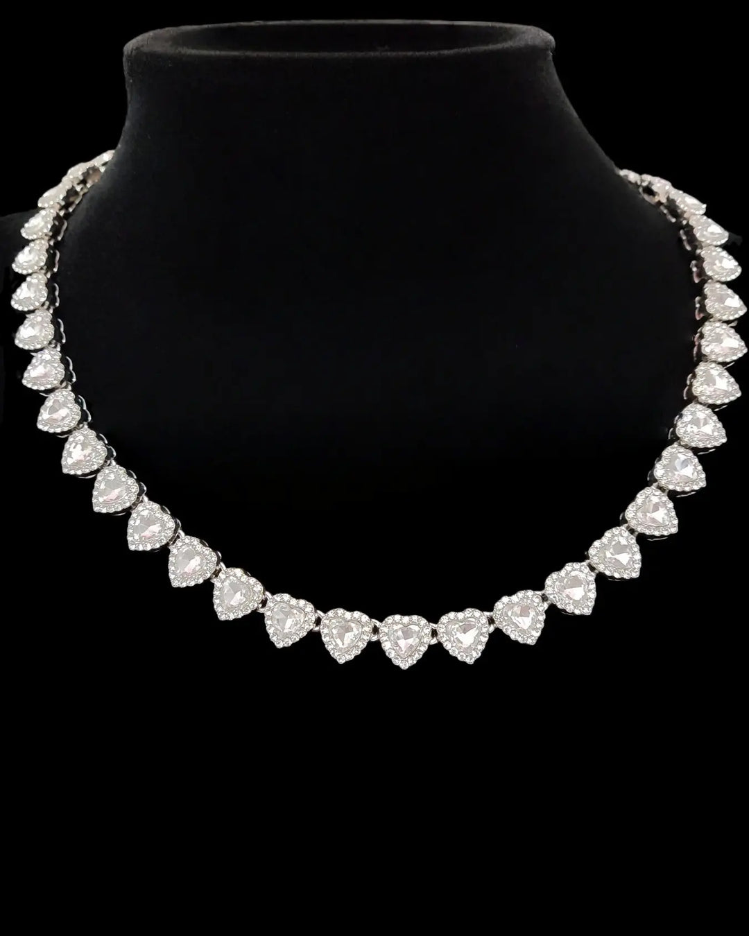 2Pieces/Set Bling Bling Love Heart Shape Chain Necklace and Bracelet