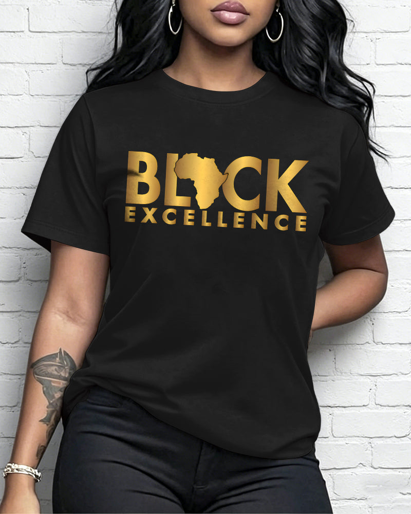 100% Cotton Black Excellence Crew Neck Short Sleeve Tshirt