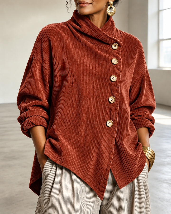 Women's Corduroy Asymmetric Button Jacket