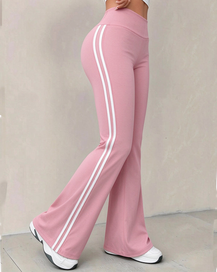 Side Stripes High Waist Flare Yoga Pants for Women