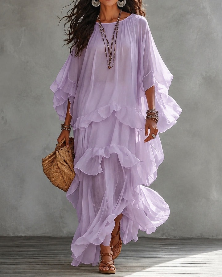 Boho Ruffle Tiered Chiffon Maxi Dress