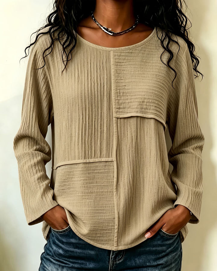 Round Neck Irregular Patchwork Long-sleeved Top