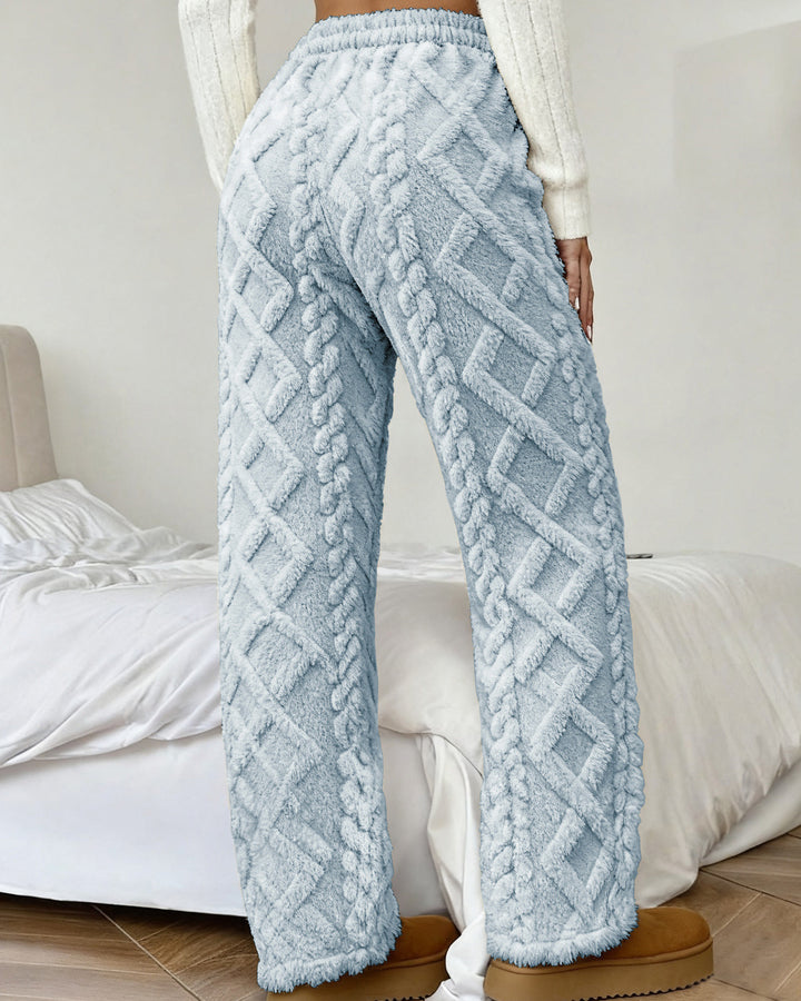 Women's Cable Knit Fuzzy Wide Leg Pants