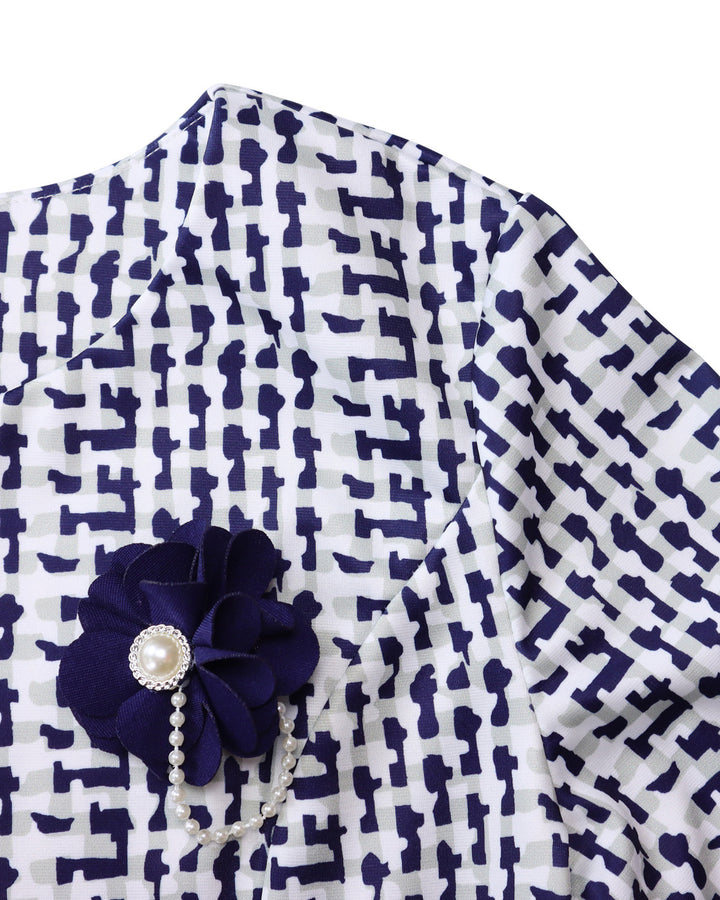 Houndstooth Blazer & Midi Dress 2 Piece Dress Set