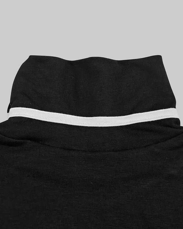 Women's 2 Piece Outfit Minimalist Cropped Turtleneck Top+High-waisted Striped Wide-leg Trousers