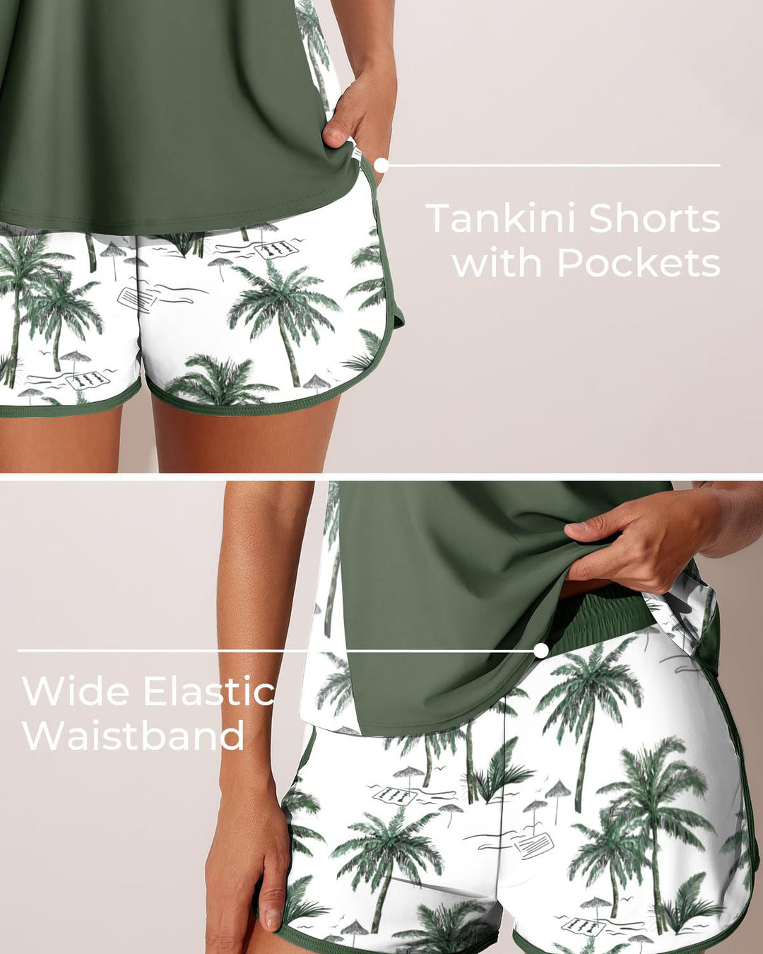 Hawaiian Coconut Tree Shorts Two-Piece Swimsuit