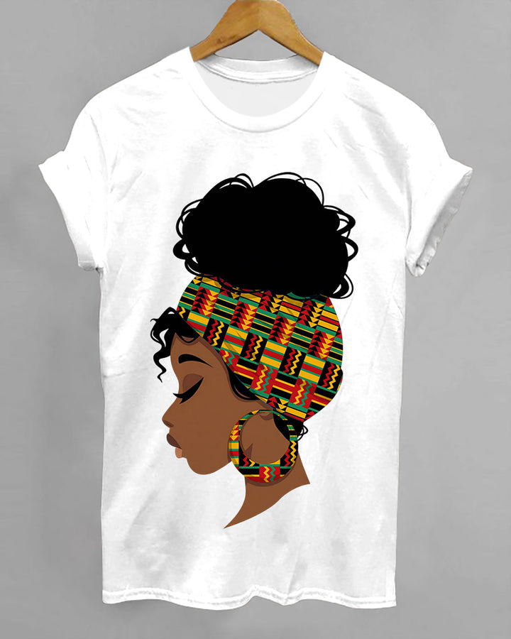 Women's African-Inspired Print Cotton Short Sleeve Tshirt