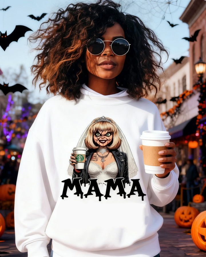 Happy Halloween Mama Horror Crewneck Long Sleeve Sweatshirt