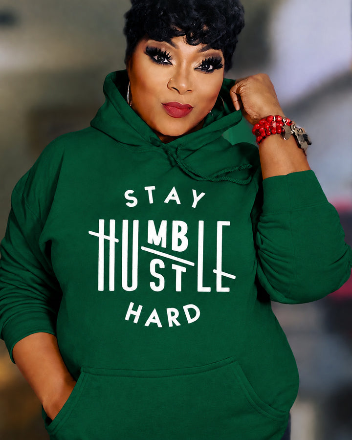 Stay Humble Hustle Hard Cotton Long Sleeve Hoodies