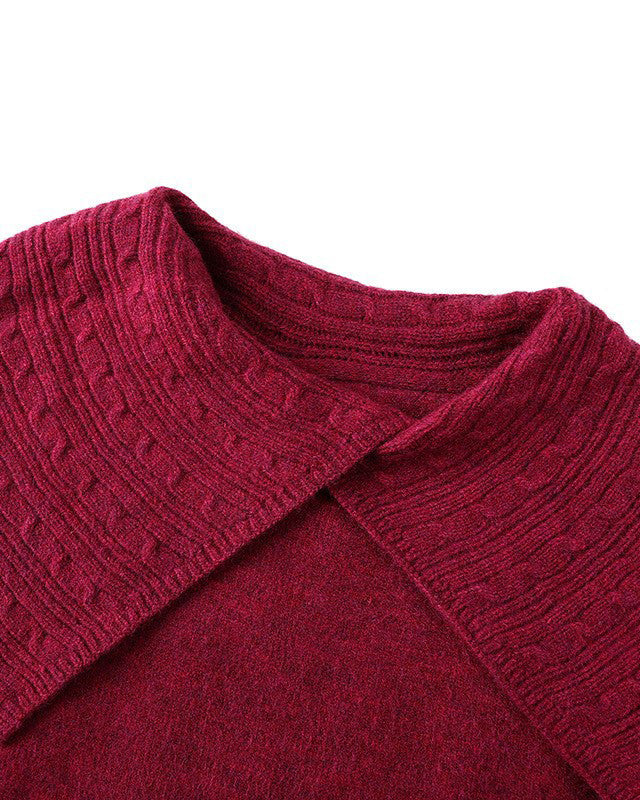Shawl Collar Long-sleeved Loose Sweater
