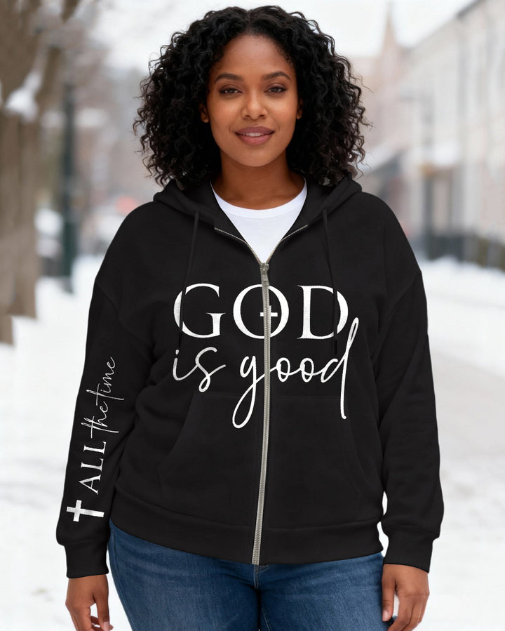 Christian God Is Good Long Sleeve Zip-Up Hoodies