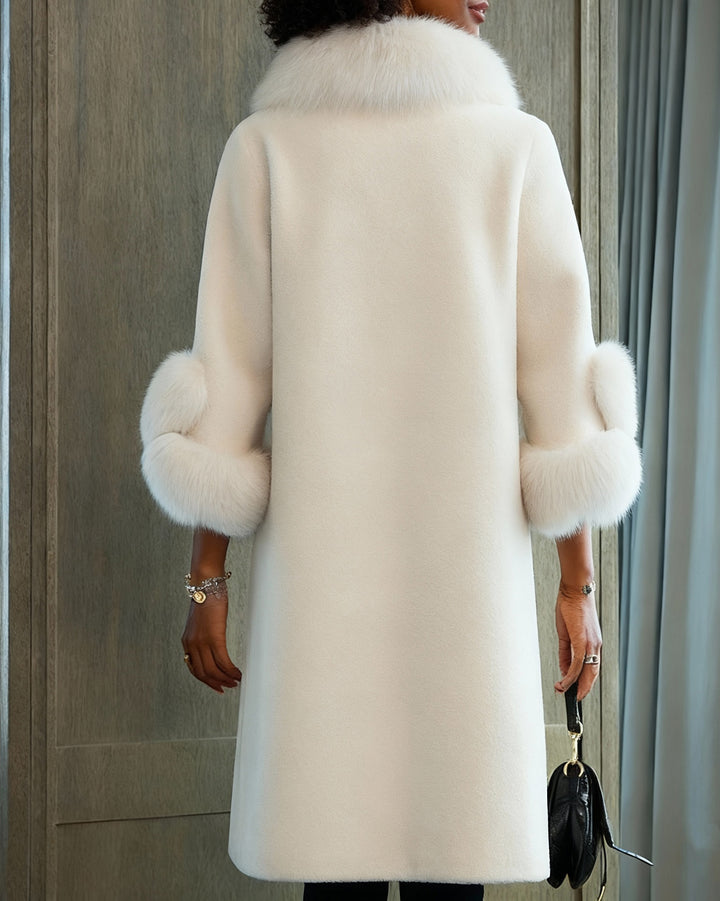Imitation Lamb Fur Coat Women's Long Imitation Fox Fur Collar Particles