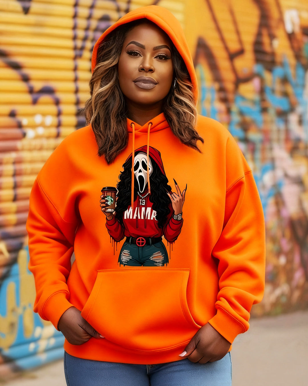 Halloween Horror Mama Ghost Cotton Long-sleeved Hoodies
