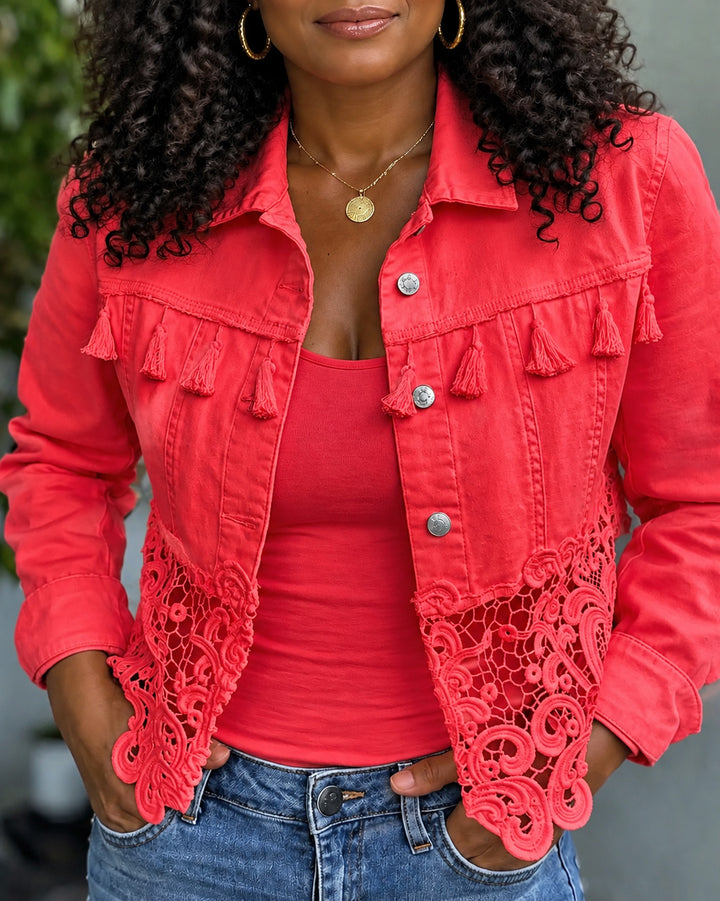Bohemian Fringe & Lace Denim Jacket