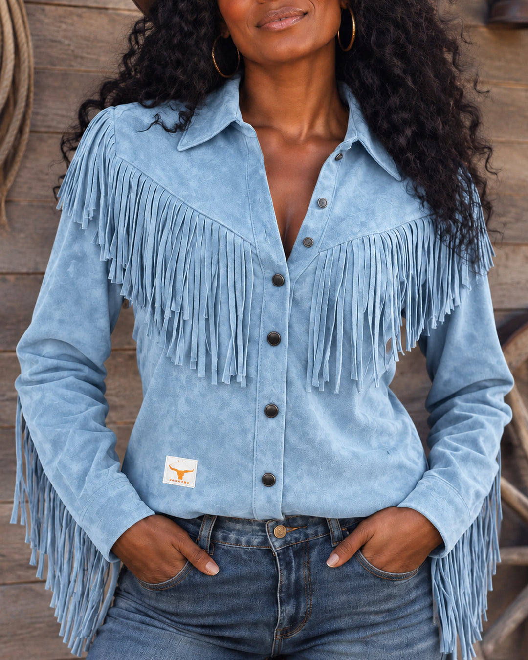 Women's Western Faux Suede Fringe Shirt