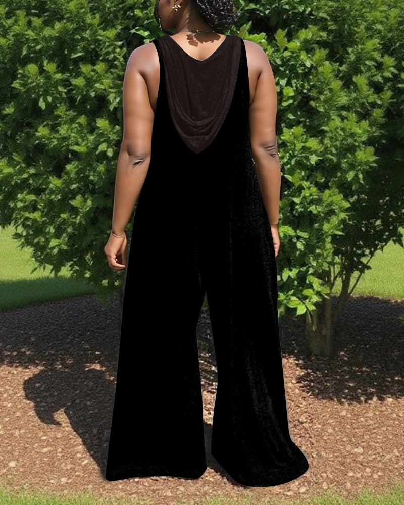 Juneteenth V-Neck Hooded Sleeveless Jumpsuit