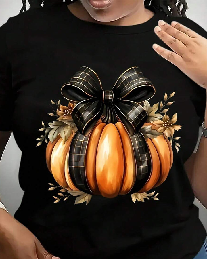 Women's Pumpkin Print Casual T-Shirt