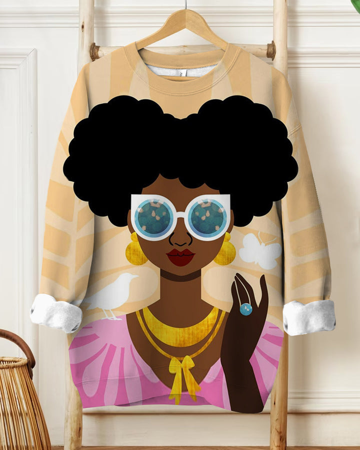 Summer Girl Art Print Long Sleeve Sweatshirt