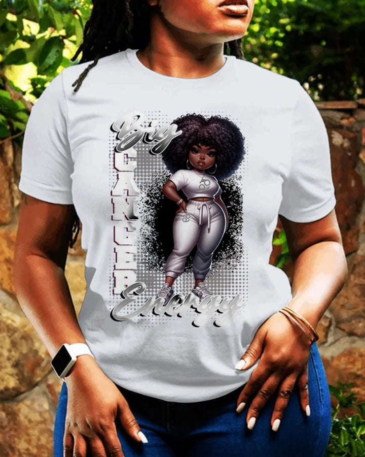 Big Cancer Energy Black Girl Short Sleeve Tshirt