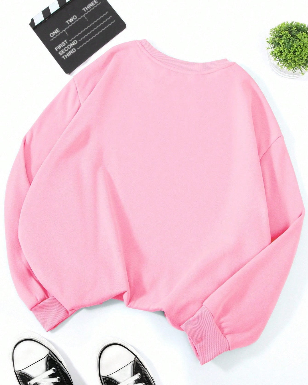 Halloween Pink Ghost Cotton Long Sleeve Sweatshirt