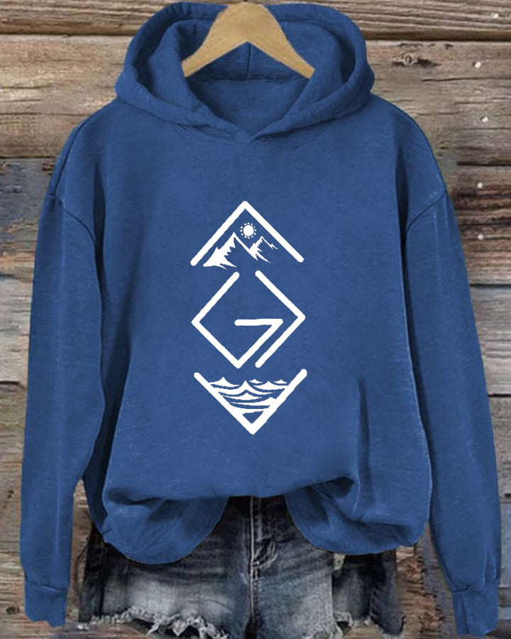 Women's Faith God is Greater Than the Highs and Lows Decal Long Sleeve Hoodie