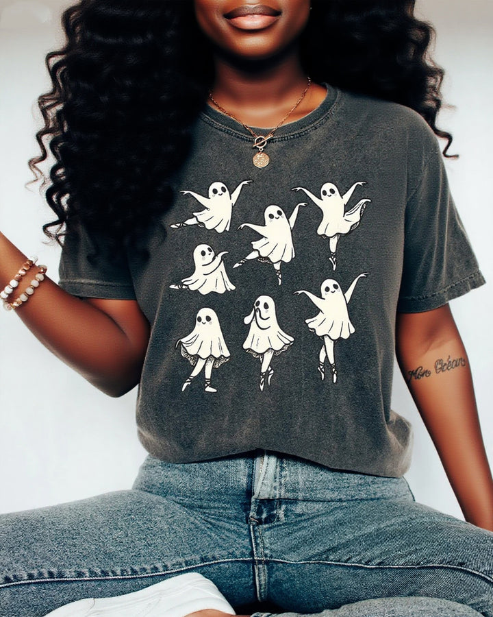 Halloween Spooky Dance 100% Cotton Crew Neck Short Sleeve Tshirt