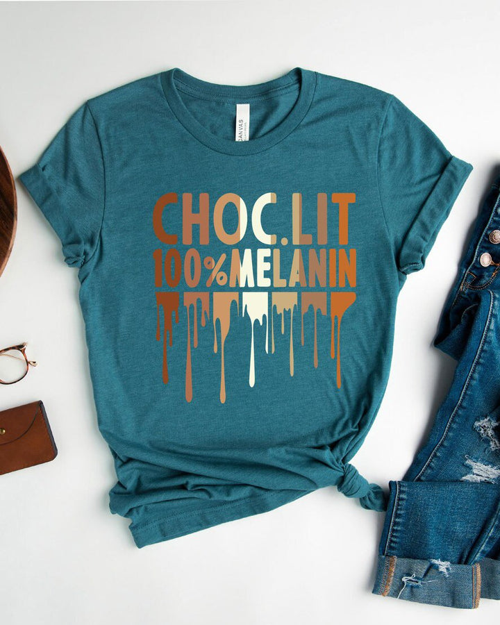 Choc.lit 100% Melanin Unisex Short Sleeve Tshirt