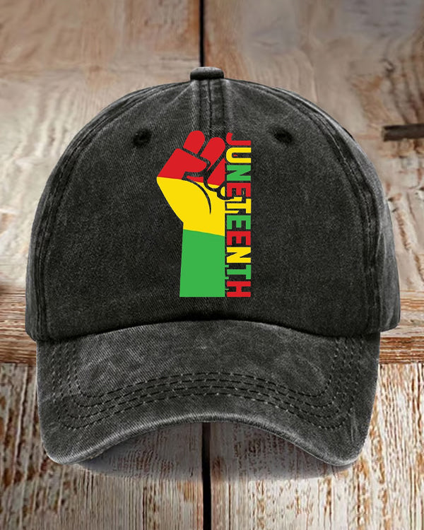 Juneteenth Black Power Wash Baseball Cap