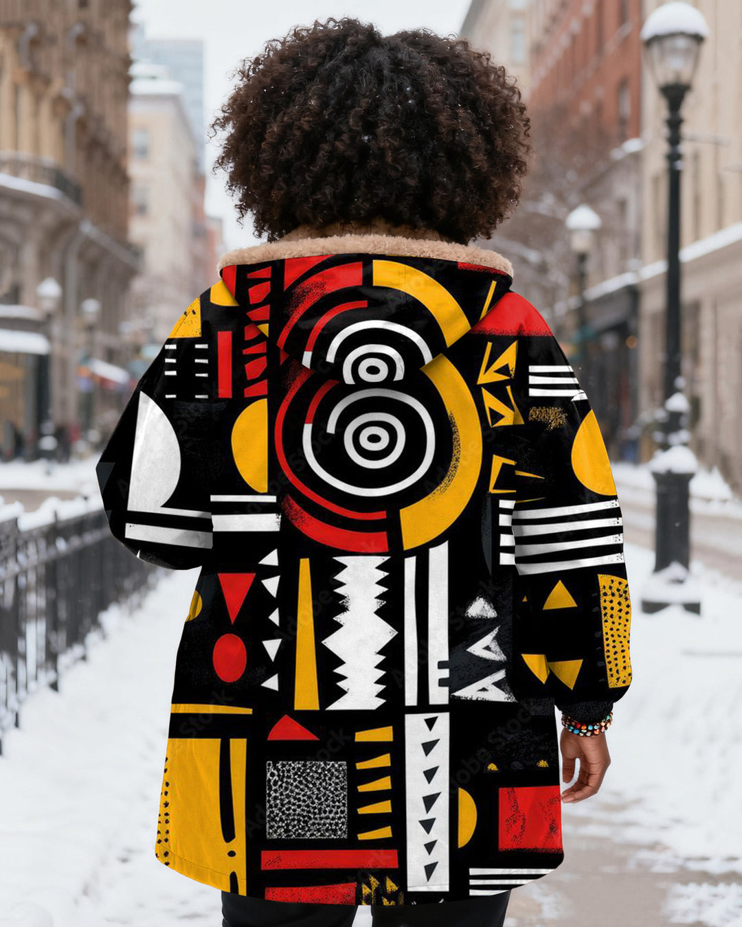 Ethnic African Pattern Long Sleeve Zip-Up Fleece Long Hoodies