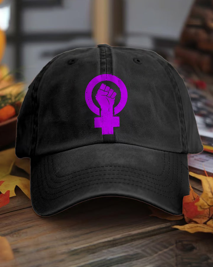 Woman For Change Printed Washed Baseball Cap