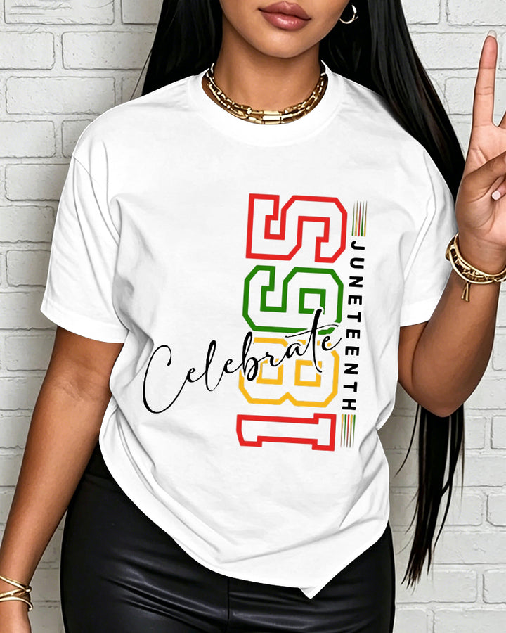 100% Cotton Celebrate Juneteenth Crew Neck Short Sleeve Tshirt