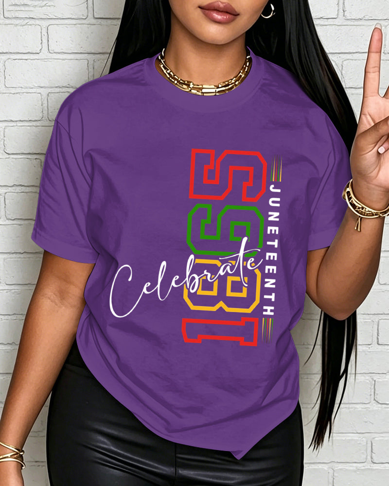 100% Cotton Celebrate Juneteenth Crew Neck Short Sleeve Tshirt