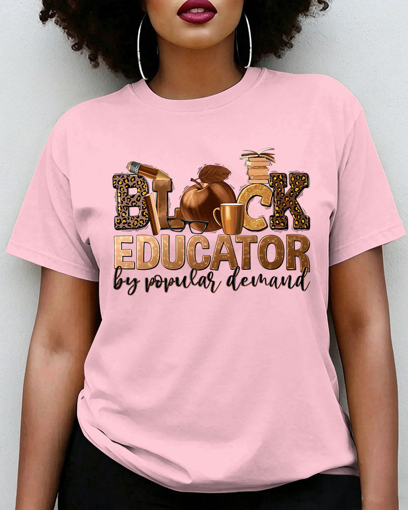 100% Cotton Black Educator Crew Neck Short Sleeve Tshirt