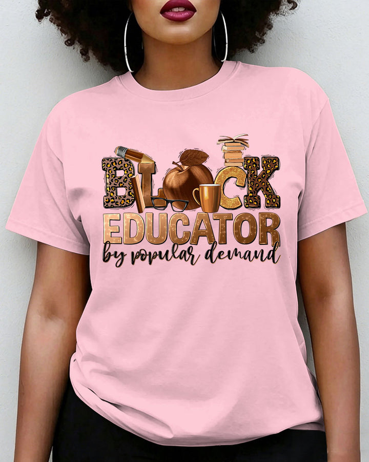100% Cotton Black Educator Crew Neck Short Sleeve Tshirt